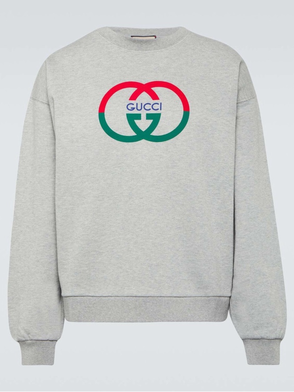 Gucci Gray Oversized Sweatshirt with Red & Green Interlocking G Logo size Medium